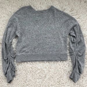 Zella Girl Ruched Long Sleeve Heather Grey Crop Top | 5/$20